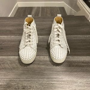 Christian louboutin white high top w white spikes